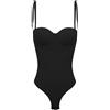 Freebily Body Modellante Donna Senza Maniche con Scollo a V Profondo da Donna Shapewear Body Shaper Bustier Corsetto Elegante Pancia Piatta Dimagrante Shaping Bodysuit Nero XXL