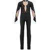 dPois Body Ginnastica Artistica Bambina Maniche Lunghe Balletto Leotard con Strass Tuta Intera Sportiva da Pattinaggio Artistico Vestito Danza Classica Costume da Ballo Nero 11-12 anni