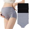 AUTUCAU Biancheria intima premaman in cotone a vita alta regolabile gravidanza senza cuciture morbide mutandine hipster sopra il pancione confezione da 4, 2 grigio + 2 nero (confezione da 4), X-Large