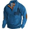 Generic DENGJIAMY 4 luglio Felpe da uomo con bandiera americana grafica pullover casual moda patriottica autunno camicia manica lunga colletto vintage top, XXL