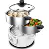 Cecotec Vaporiera Elettrica Vapovita Steelpot Bianco. Potenza 1300W, Contenitori Inox, Capacità 10L, Tempo Regolabile, Spegnimento Automatico, Facile Pulizia, Coperchio Speciale, Cucina Sana