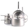 Merten & Storck Tri-Ply Set di Pentole e Padelle in Acciaio Inox, 8 Pezzi, include Padelle, pentole e coperchi, Multi Clad, Adatto all'induzione, Lavabile in Lavastoviglie e in Forno, Argento