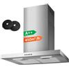 TopStrong Cappa Aspirante 60 cm a Parete, Cappa Cucina Design a T, 450 m³/h, 3 Velocità Meccanica, Motore Brushless A++, Acciaio Inox 430, LED, Ricircolo e Scarico