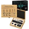 Maverton Stappa Bottiglie Elettrico - Set Accessori Vino + Cavatappi Birra - da 6 Pezzi - Personalizzato a Stampa - Scatola in Legno di Bambù - 27x22x7 cm - per le Coppie - Bottiglie