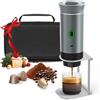 Umisu Macchina da caffè portatile, 3 in 1, macchina da caffè espresso, con supporto e borsa, batteria ricaricabile 7500 mAh, compatibile con capsule e caffè macinato, per viaggi, campeggio, auto