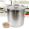 KOLHGNSE Pentola per zuppa con coperchio, 35/50/70 litri, in acciaio inox, spessore 0,4 mm (35 l), colore: argento