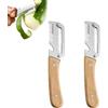 THERTHW Pelapatate Multifunzione, Pela Verdure Multifunzione, Coltello per Verdure Julienne, Sbucciatore, Apribottiglie, Lama in Acciaio Inox, Impugnatura Ergonomica in Legno (B-2 Pezzi)