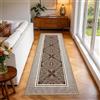 Geanup Tappeto moderno per corridoio, 60 x 180 cm, marrone, lavabile, per corridoio, antiscivolo, a righe, morbido, a pelo basso, per corridoio, ingresso, camera da letto, lavanderia, soggiorno