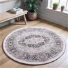 Carvapet Lavabile Tappeto Rotondo 120cm Antiscivolo Sottile Grigio Tappeto a Cerchio Salotto Cameretta Soggiorno Medaglione Retrò Stampato Tappeti di Zona
