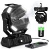 Richday Ventilatore Nebulizzatore Portatile, Ventilatore Camping 20000mAh, Serbatoio 300ml, 2 Nebbie, Telecomando 5m, Timer, LED USB, 270°, 45°/90°, Tenda Ufficio
