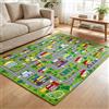 JynxtoyZeal Tappeto con Tracciato Stradale Cartoon, Tappeto Mappa Città, Carpet in Fibra di Poliestere,Carpet Decorativo Antiscivolo e Lavabile per Ambienti Domestici-80x120cm