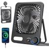 WHATOOK Ventilatore da Tavolo Ricaricabile 10000mAh con Luce Notturna, USB C Silenzioso 30dB, 100 Velocità, 40h, Display Auto-Off, Griglia Lavabile, Gancio Campeggio Camera