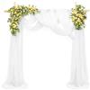 VOSSOT 2 Pezzi Tenda Tulle Bianco 75x600cm - Tessuto Chiffon Decorazioni Matrimonio - Drappeggio per Arco Cerimonia, Giardino, Finestra, Fidanzamento