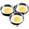SMELEYOU Polvegne di uova in acciaio inossidabile a 3 tazza Cooker in camicia di uova antiaderente tazze di bracconaggio di con griglia e maniglia antisalding per stovetop forno a microonde rotondo
