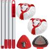 OKcedier Ricambio per Turbo 2 in 1, Ricambi per Mop e Scopa a Frange con 2 Testine in Microfibra, 1 Manico, 1 Base per Mop e 1 Spazzola, Adatto a Tutti i Tipi di Pavimento