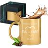 Maverton Tazza da caffelatte o tè in ceramica, Incisione personalizzata | Bicchiere da colazione per latte macchiato da 330 ml, Tazze per anniversario per una coppia, Oro, caffè