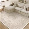 PureCozy Vintage Tappeto Salotto 160x230cm Beige Tappeto Camera da Letto Lavabile in Lavatrice Grandi Tappeti Sala Soggiorno Ufficio Carpet Pelo Corto Antiscivolo Rug