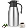 Osrioal Caraffa termica da 2 l, in acciaio inox, con bottone a pressione, a doppia parete, per bevande calde e fredde, tè, acqua, bevande, colore argento