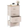 DWVO Cassettiera con 4 cassetti in tessuto, per camera da letto, soggiorno, con maniglie, piano in legno e robusta struttura in acciaio, bianco crema