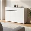 Dmora Credenza Nairobi, Buffet da Soggiorno, Madia da Salotto, Dispensa da Cucina, Made in Italy, 120x42h80 cm, Bianco Lucido e Antracite