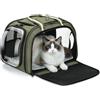 Pecute Trasportino per Gatti Borsa per Il Trasporto di Animali Domestici con Telaio in Acciaio Anti-deformazione da 6 mm, Tendina Avvolgibile per la Privacy, Finestra a Bolla, Taglia L, Verde