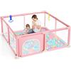 Dripex Box per Bambini Recinto Neonato - 124 x 124 cm Rete Traspirante Tessuto Oxford 210D, 2 Anelli di Gioco, Rosa