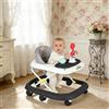 HUOLE Girello pieghevole per bambini con vassoio interattivo per giochi con suoni, girello per bambini con vassoio per attività musicali rimovibile, da 6 a 18 mesi, fino a 20 kg, 67 x 72 x 92 cm, nero (B)