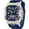 findtime Orologio da polso da uomo, stile militare, quadrato, digitale, analogico, design sportivo, impermeabile fino a 5 ATM, illuminazione, data 12/24 h, cronometro e tre fusi orari