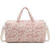 Starnearby Borsa da Viaggio Trapuntata Donna, Borsa per Maternità per la Mamma, Borsone da Weekend Donna Motivo Floreale, Bagaglio a Mano per Parto Ospedale, Palestra (Rosa c)