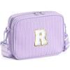 YOOLIFE Borsa a tracolla con lettere per bambine, regalo per bambine da 3, 4, 5, 6, 7, 8, 9, 10, 11, 12 anni, regalo di compleanno personalizzato per adolescenti, sorelle, nipote, Lilla, R