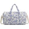 Starnearby Borsa da Viaggio Trapuntata Donna, Borsa per Maternità per la Mamma, Borsone da Weekend Donna Motivo Floreale, Bagaglio a Mano per Parto Ospedale, Palestra (Blu a)