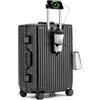 lesulety Piccola valigia espandibile bagaglio a mano valigia in alluminio Chiusura TSA incorporata con porta USB,Nero,20in