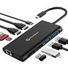 UtechSmart Hub USB C, Docking station, UtechSmart triplo monitor USB C Docking Station, 11 in 1 USB C Dock con 2 HDMI, VGA, PD3.0, SD TF Card Slot, 4 porte USB-C Adapter compatibile per MacBook e Windows (nero)