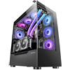 Mars Gaming MC-ULT, Case Gaming Custom XXL E-ATX, Doppio Vetro Temperato Senza Cornice a 90° + Porta Laterale, Supporto Completo Raffreddamento a Liquido, Design Doppia Camera Verticale, Nero