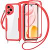 FERLAN Cover per Honor 400 Pro con Cordino, 360 Gradi Antiurto Custodia con Protezione Schermo Integrata Trasparente Rugged TPU Bumper Doppia Protettiva Cover per Honor 400 Pro -Rosso