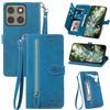 Fertuo Cover per Motorola Edge 70 Fusion, Custodia a Libro in Pelle PU Flip Case con Porta Carte, Chiusura Magnetica e Cinturino [Disegni di Fiori] Portafoglio Interno Silicone Antiurto, Blu