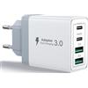 Generico Caricatore USB C Rapido 40W 4 Porto Presa USB Universale Multipla PD & QC3.0 Carica Cellulare, Spina Alimentatore Caricabatterie per Samsung S22 S23 S24 iPhone 15 16 14, Spinotto Muro Adattatore. (1)