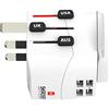 SKROSS | 1.302471 | PRO Light USB(4xA) - World | Adattatore Universale da Viaggio a 2 e 3 Poli con Porte USB 4 x con 4.8 A. Tensione e Potenza: 100V-700W/250V-1750W. Protezione Anti Scossa
