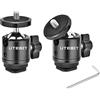 UTEBIT 2 Pack Mini testa a sfera con 1/4 Hot Shoe Mount Adapter 360 Degree Rotatable Aluminum Tripod Ball Head for Monopods DSLR Cameras HTC Vive Camcorder Light Stand, Max. Carico 5.5lbs