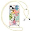 Yoedge Cover con Cordino per iPhone 14/iPhone 13, Custodia con Laccio Collana Regolabile Tracolla Aesthetic Estate Disegni, Silicone TPU Necklace Protettiva Corda Case per iPhone 13 6,1, Cocco