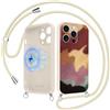 Foonary Magnetica Cover con Cordino per iPhone 16 Pro, Compatibile con MagSafe, Aesthetic Leopardata Motivo Geometrica Disegni,Silicone Custodia Case con Tracolla Collana Catena per iPhone16 Pro 6,3