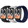 CreoArte 3 pezzi Nylon Cinturino Compatibile con Xiaomi Smart Band 10 Pro/9 Pro/8 Pro,Sportivo Morbido e Traspirante Regolabile Per Xiaomi Redmi Watch 6/5/4 Uomo Donna