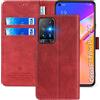 FMPCUON Custodia per Oppo F19 Pro Plus 5G/Reno 5 Z/A94 5G, [Custodia in pelle PU Premium] [Custodia a portafoglio, con scomparti per carte Oppo F19 Pro Plus 5G/Reno 5 Z/A94 5G, colore: Rosso