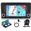 Hodozzy 2GB 64GB Android Autoradio per Audi A3 8P 2003-2012, S3 8P 2006-2012 RS3 Radio Carplay Android Auto Wireless, Stereo 2 Din 7 Pollici Touchscreen GPS WiFi Bluetooth FM/RDS Canbus Retromarcia