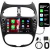 FLUXEONS Autoradio Doppio DIN con Schermo per Peugeot 206 (1998-2009), Wireless CarPlay & Android Auto, Display Touch Auto da 7, 4GB+64GB, Bluetooth WiFi 5GHz DAB+ FM AUX GPS