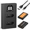 K&F CONCEPT NP-BX1 Batteria di ricambio 2 pezzi con caricatore LCD Dual Slot per Sony RX100/ HX50/ WX350/ RX1R/ HX90/ RX100M7/M6/M5/PJ410/AS30 e altre fotocamere.Compatibile con caricabatterie e