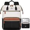MATEIN Zaino PC 17,3 Pollici con Borsa Termica Porta Pranzo Rimovibile, Zaino Lavoro Donna Antifurto per Insegnanti e Infermiere, Multitasche Zaini da Viaggio Aereo per Ufficio, Università, Beige kaki