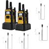 Retevis RB648 Walkie Talkie Due Vie Heavy Duty, IP67 Impermeabile Antipolvere con Auricolare, Radio Ricaricabili Lungo Raggio per Appaltatori e Cantieri (4 Pezzi, Giallo)