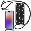 Foonary Cover con Cordino per iPhone 17 6,3, Custodia con Laccio Collana Tracolla Aesthetic Smile Disegni Morbido Antiurto TPU Necklace Regolabile Protettiva Corda Case per iPhone 17, Fiori 1