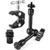 UTEBIT Magic Arm con Super Clamp Regolabile, 9'' Braccio Magico Mount con Filettatura 1/4 e 3/8 e Super Morsetto Supporto a Pinza in Metallo per Fotocamera/Monitor LCD/Luci a LED